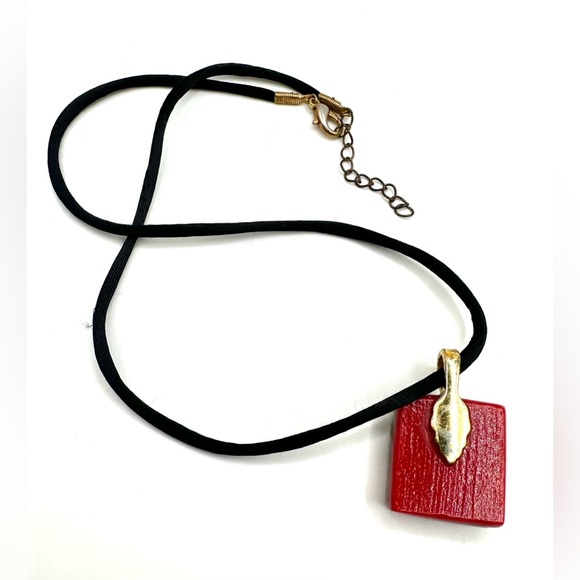 Dichroic Art Glass Pendant Necklace 21” Black Cord with Extender Handcrafted - Picture 6 of 8